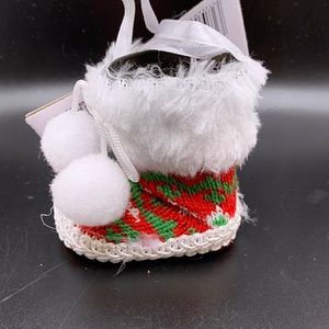 NWT Christmas boots, small booties white red green 2pk